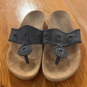 Jack Rogers navy and Tan Slip-On Sandals